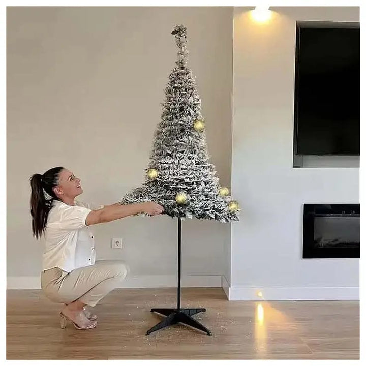 ARBOL DE NAVIDAD PLEGABLE CON NIEVE - 1,8M