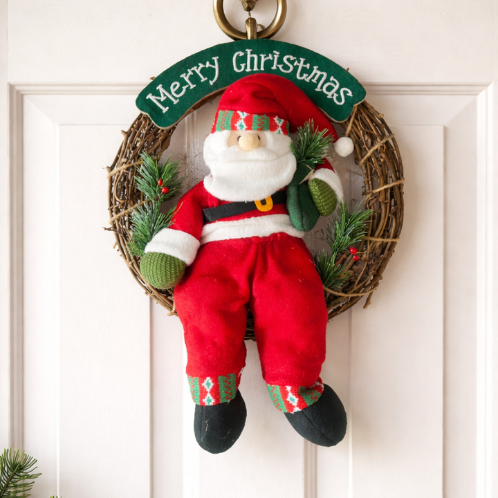 Corona Navideña Papa Noel Sentado